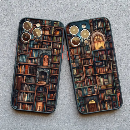 Book Shelf Creative Pattern Phone Case for Iphone 11 12 13 Mini Pro Max 14 15 16 Pro Max plus 7 8 SE2 X XR XS Shockproof Covers