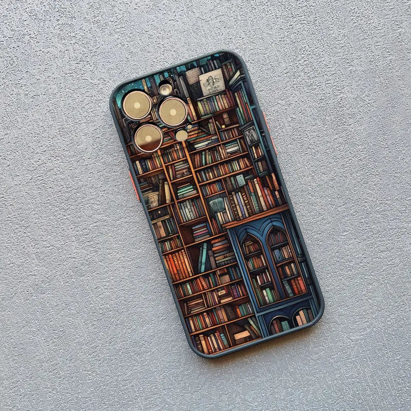 Book Shelf Creative Pattern Phone Case for Iphone 11 12 13 Mini Pro Max 14 15 16 Pro Max plus 7 8 SE2 X XR XS Shockproof Covers