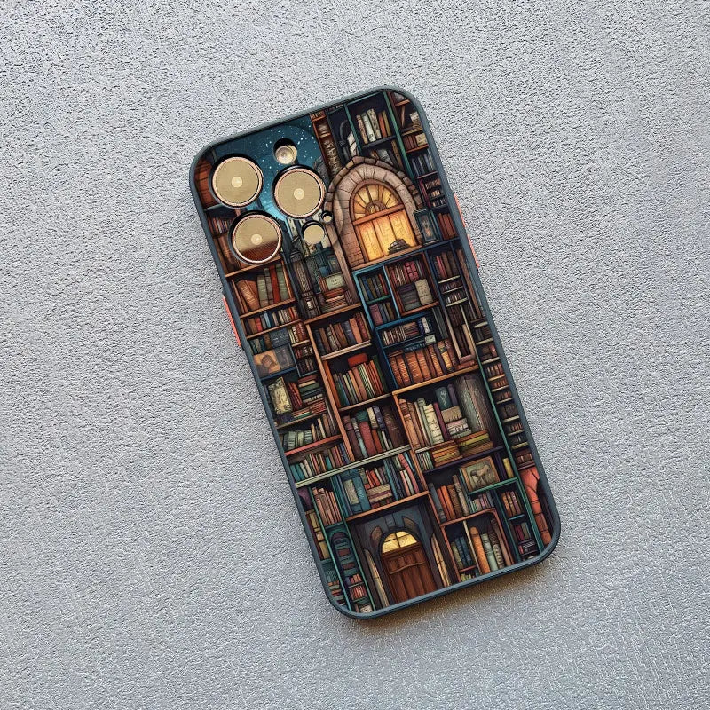 Book Shelf Creative Pattern Phone Case for Iphone 11 12 13 Mini Pro Max 14 15 16 Pro Max plus 7 8 SE2 X XR XS Shockproof Covers
