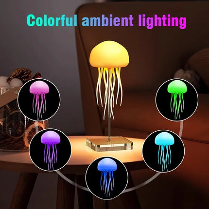 Jellyfish Night Light RGB Gradient Cute Jellyfish Bed Light Voice Control Type-C Charging LED Night Light