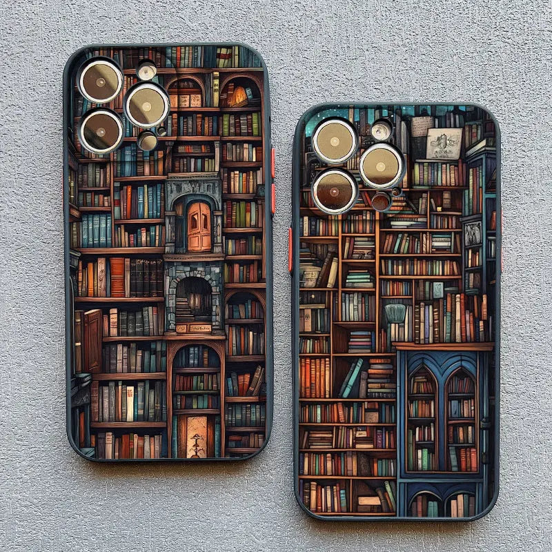 Book Shelf Creative Pattern Phone Case for Iphone 11 12 13 Mini Pro Max 14 15 16 Pro Max plus 7 8 SE2 X XR XS Shockproof Covers