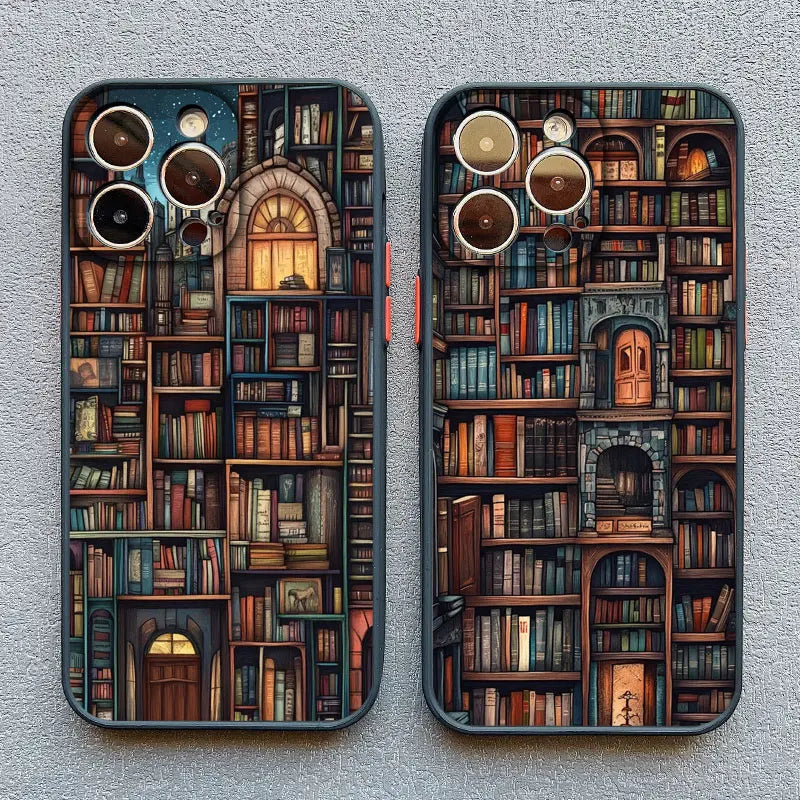 Book Shelf Creative Pattern Phone Case for Iphone 11 12 13 Mini Pro Max 14 15 16 Pro Max plus 7 8 SE2 X XR XS Shockproof Covers