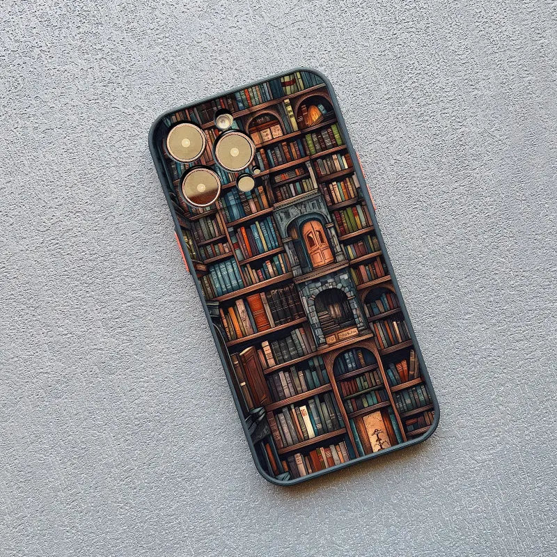 Book Shelf Creative Pattern Phone Case for Iphone 11 12 13 Mini Pro Max 14 15 16 Pro Max plus 7 8 SE2 X XR XS Shockproof Covers