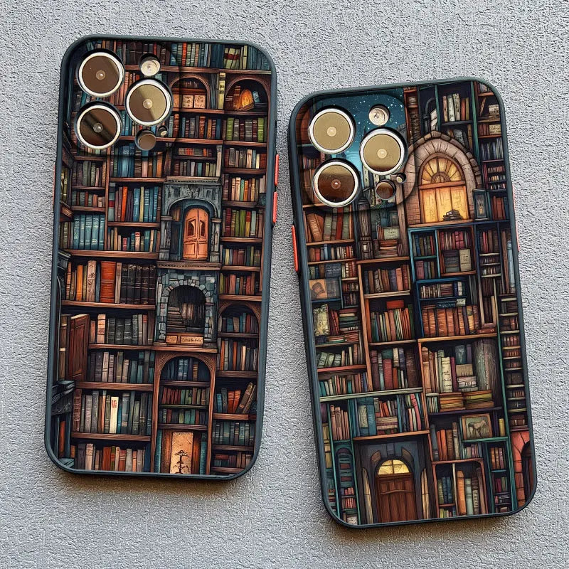 Book Shelf Creative Pattern Phone Case for Iphone 11 12 13 Mini Pro Max 14 15 16 Pro Max plus 7 8 SE2 X XR XS Shockproof Covers